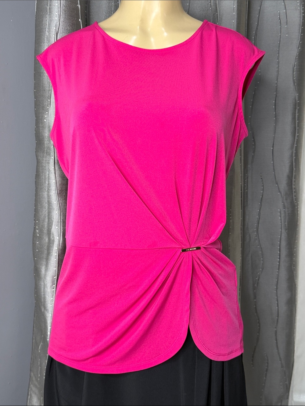 Calvin Klein Women’s Sz S Bright Hot Pink Twist-Detail Sleeveless Tank